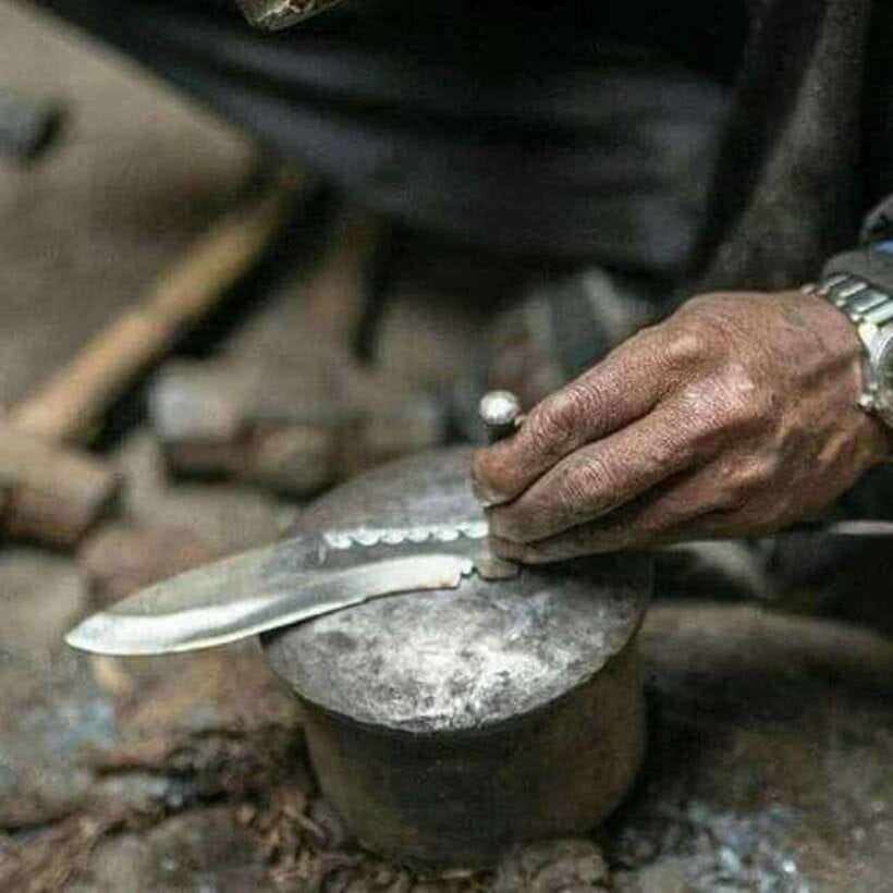 Knife Khukuri Making Workshop - Hammering the iron into a blade