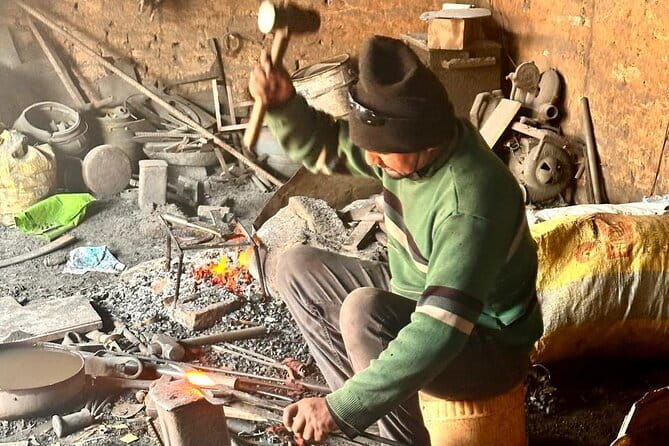 Original Gurkha Knife Making Activity Tour in Kathmandu 4-5 Hrs. - Sitting beside the khukuri master