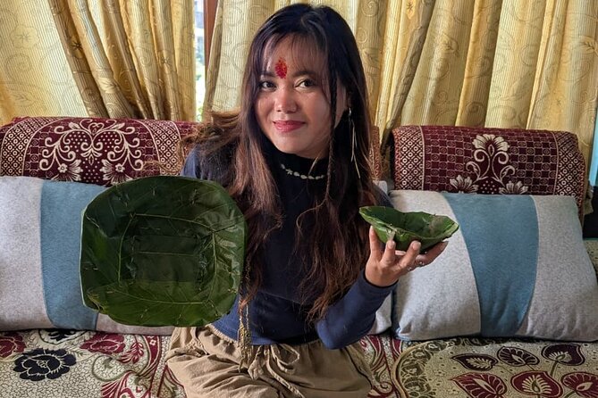 Traditional Leaf Plate Making Workshop in Kathmandu - Incense and Cotton Wicks Add A Spiritual Note